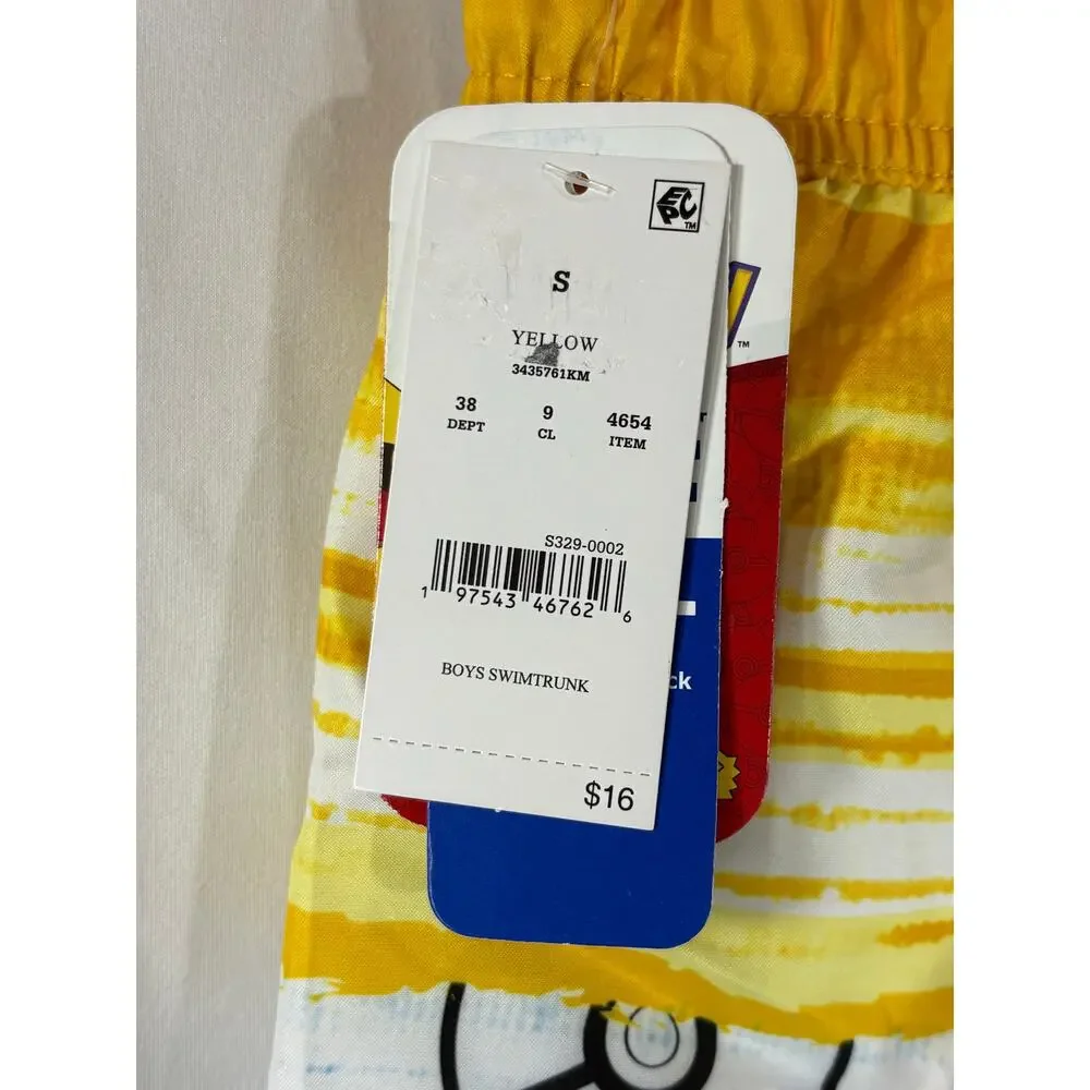 Pokemon Boy's Swim Trunks, Yellow/Navy, Size S, NWT